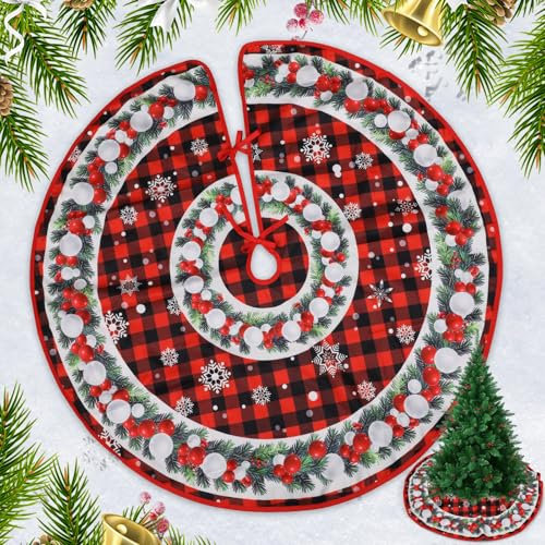 Weihnachtsbaumdecke,GeeRic Weihnachtsbaumdecke Rund,122 cm Christbaumdecke Christmas Tree Skirt Tannenbaum Teppich Weihnachtsbaumständer Abdeckung für Christbaumständer Christbaum