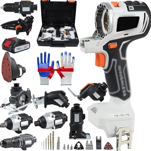 WUCIOA 10 in 1 Cordless Woodworking Tool Set, 6.0AH Brushless Power Tool Combo Kit with Recip Saw Jig saw Circular Saw Chainsaw Oscillating Tool Screwdriver Wrench Impact Drill Sander for DIY