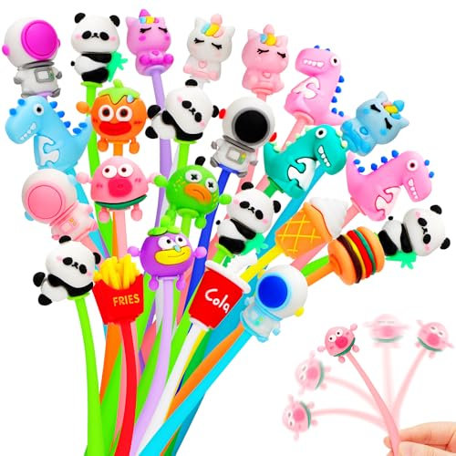 KOSTACHI Gadget Compleanno Bambina Bambino, 30PCS Divertente Set di Penne Animali Kawaii, Penne a Forma di Cartone Animato a Dondolo, Regalini Fine Festa Compleanno Bambini, Pignatta Compleanno
