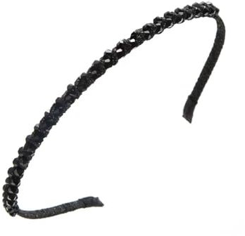 Bandeau noir super brillant pour femme deux rangées de perles de cristal noir bandeau filles couvre-chef perles strass accessoires de coiffure bandeau mode femme