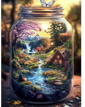 Yunlus Puzzles für Erwachsene 1000 Teile Unmöglich Schwer Schwierig Herausfordernd Puzzles für Erwachsene 1000pc Puzzle Welt in Flasche Naturtraum Jigsaw Puzzle 70 x 50 cm