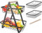 FIVMEN Obstkorb Obst Etagere 2 Stöckig Schwarz mit Holzgriff und Hohler Korb Metall Abnehmbar Obstschale Brotkorb Obst Aufbewahrung für Obst Gemüse Snacks