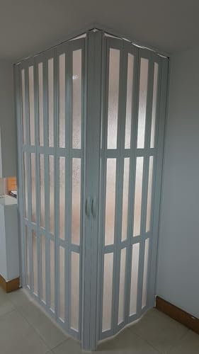 Concertina door Transparent Sliding Corner Entry Shower Enclosure, Pvc 2 Fold Folding Bath Shower Glass Door Screen Panel, Accordion Doors Internal Concertina, Temporary Door/ Room Divider(110x110x185