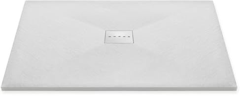 Thermopanel SMC White Shower Trays Base Slate Stone Effect Textured Non Slip with SMC Holes Cover - 1200 x 1000mm