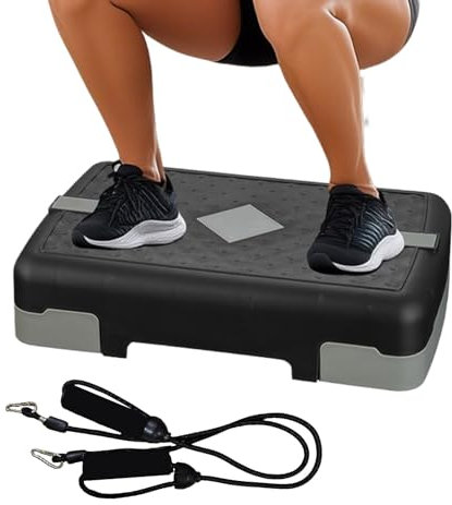 Aerobic Step - Training Aerobic Stepper | Verstellbare Riser | Nicht-Schlupf-Trainingstraining Schritt mit Riemen | Fitnessstudio -Trainingstiefbrett | Fitness -Stepper für Cardio -Übungen, Home