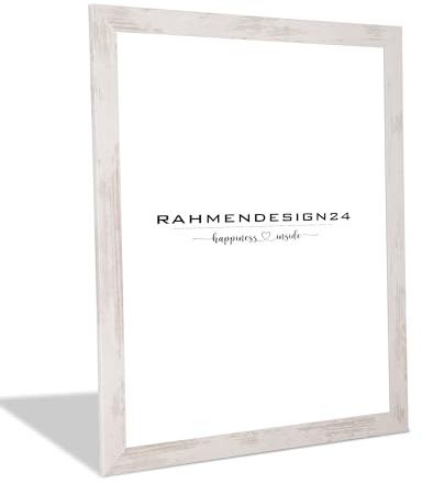 Rahmendesign24 Bilderrahmen Puzzlerahmen | Weiß Vintage 60x90cm | Moderner Fotorahmen für Fotos, Poster, Puzzle & Urkunden | Galerierahmen Wechselrahmen Deko Wandrahmen Tischrahmen