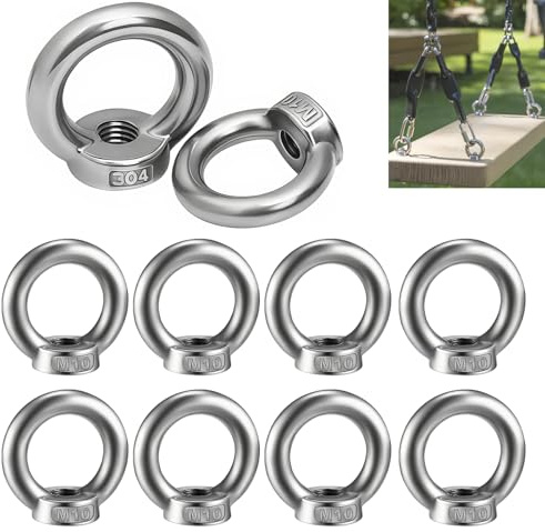 10 Stück M10 Ringmuttern, 304 Edelstahl Gewinde ösenmutter, Augenmuttern Edelstahl, Hardware Ringförmige Augenmutter zum Heben von Zubehör, für Verbindung Zwischen Ketten, Seilen Verwendet