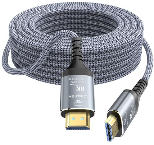 Anehmeta Cable HDMI de fibra óptica, 10 metros, 8 K, 48 Gbps, ultra alta velocidad, largo HDMI 2.1, trenzado 8 K @ 60 Hz, 4 K @ 120 Hz, HDR10/HDCP2.2 y 2.3/eARC/3D, compatible con PS5, Xbox, HDTV
