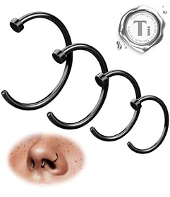 LOLIAS G23 Titan Fake Nasenpiercing Nasenring Septum 20G Nasen Piercing Hoop Set Knorpel Dünn Klein Helix Nostril Piercing Ringe Hypoallergen Fake Nasenpiercing Ring Schmuck Damen 6MM/8MM/10MM/12MM