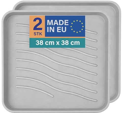 Bestlivings Schuhabtropfschale 2er-Pack, 38x38 cm, Hellgrau, wasserdicht | Kompaktes Format, hoher Rand, robuste Schuhwanne aus Kunststoff, leicht abspülbar, Universalablage für Haus, Tier & Garten