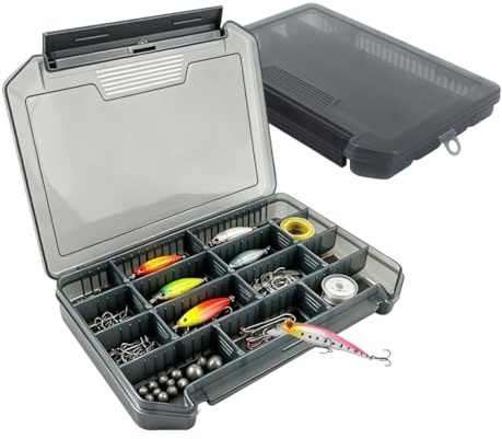 Aoreun Boite a Leurre Peche, 2 Pièces Boîte de Rangement pour Leurres | Boîte à Appâts étanche Transparent avec 20 Séparateurs Réglables pour Accessoires de Pêche