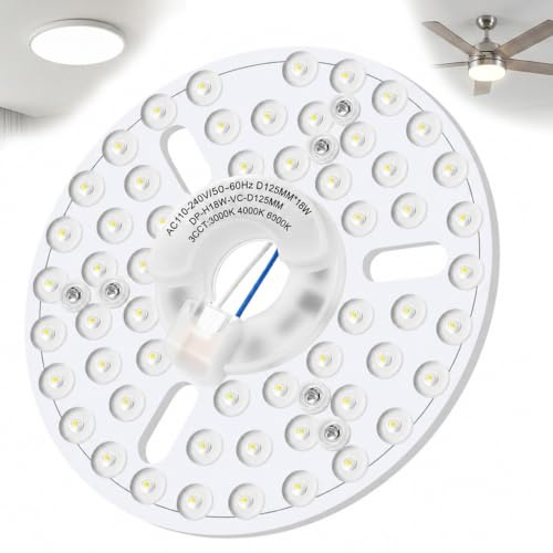 DUSEKI Kit de Reemplazo Luz LED 18W para Ventilador de Techo | Panel LED de Reemplazo Magnético 3CCT (3000K/4000K/6000K 100-240V) 1800LM con Memoria, 4.92 Dimmable para Hogar Oficina