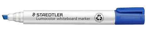 STAEDTLER Whiteboard Marker Lumocolor, blau, trocken und rückstandsfrei abwischbar, Keilspitze ca. 2 oder 5 mm, hohe Qualität Made in Germany, 10 blaue Marker, 351 B-3