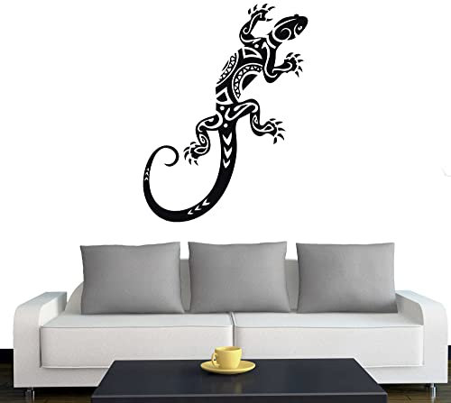 A061 Wandtattoo Gekko Tribal 110cm x 45cm schwarz (erhältlich in 40 Farben und 11 Größen)