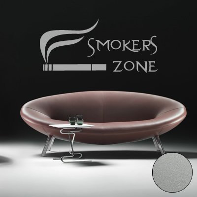 A430 Wandtattoo Smokers Zone 60cm x 28cm silber (erhältlich in 40 Farben und 3 Größen)