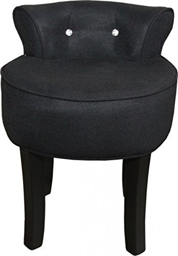Casa Padrino Designer Hocker Boston Schwarz/Schwarz mit Bling Bling Steinen - Barock Schminktisch Stuhl