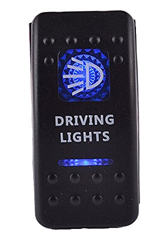 E Support Wippschalter, 12 V, 20 A, 24 V, 10 A, Blau, LED, beleuchtet, Leiste, Schalter am Armaturenbrett, 5-polig, Driving Light