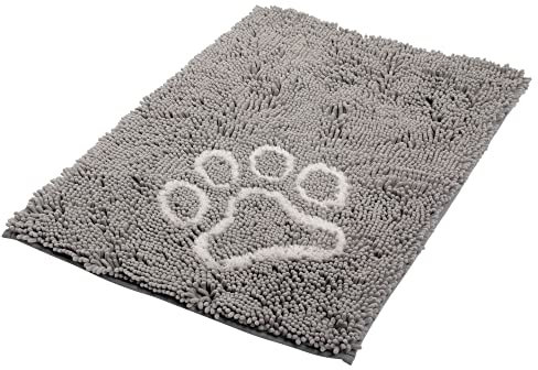 Bunty Indoor Dog Doormat - Low-Profile, Washable, Soft Non Slip Dog Mat for Muddy Paws, Spills, Rain - Cosy Crate Mat, Water/Food Bowl Spill Protector - Large, 87x58cm, Grey