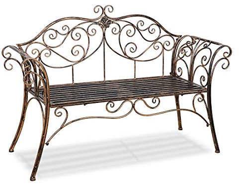 HLC Banc Jardin en Fer forgé banquette-Bronze-133x49x90cm