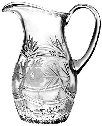 barski – cortado a mano – boca soplado – – Jarra de cristal con asa – con diseño de rosas – 54 varios – fabricado en Europa