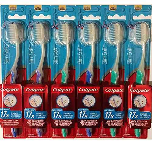 Colgate Slim Soft Gliding Tips Zahnbürste, extra weich, kompakter Kopf, 6 Stück