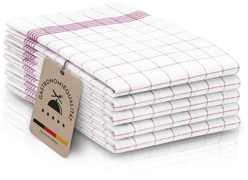 ZOLLNER 5er Set Geschirrtücher Baumwolle in 50x70 cm - super saugstarke und langlebige Küchentücher - waschbar bis 95°C – in rot weiß kariert - Gastronomiequalität - Oeko Tex® Zertifiziert