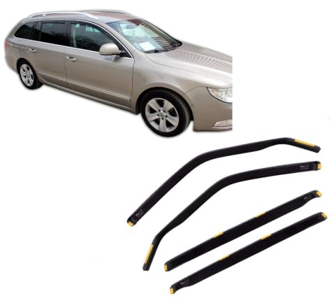 J&J AUTOMOTIVE Windabweiser passend für Skoda Superb 2 Kombi 2009-2015 4tlg, Heko Regenabweiser Vorne Hinten Getönt Dunkel Passform