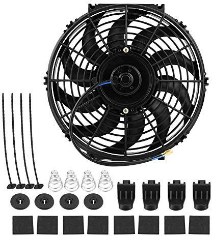 SOULONG 12V 80W Ventilateur de Refroidissenment de Voiture Ventilateur de Refroidissement de Moteur de Radiateur Electrique Universel aux 10 Lames Incurvées pour Voiture avec Kit de Montage 12 Pouces