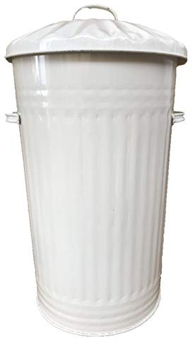 KetoPlastics CREAM Galvanised Retro Slim Metal Bin - Kitchen Rubbish Waste Dustbin Storage - 45L