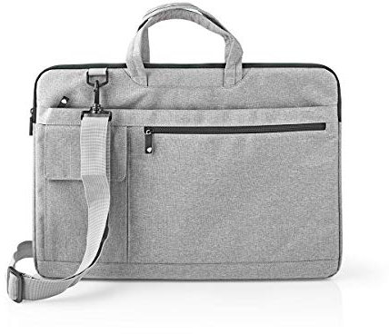 Nedis - Sacoche pour Ordinateur Portable - Sacoche pour Ordinateur Portable - Porte-Documents - Sac à bandoulière - Ceinture de Transport - 17-18 - 8 Compartiments - Polyester - Gris/Noir