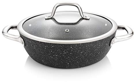 Tescoma 780352 President Stone Padella Fonda con Coperchio, 24 cm