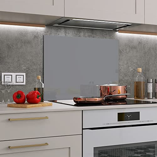 Home Supplies Grey Colour Toughened Glass Heat Resistant Splashback for Kitchen, Heat Resistant Splashbacks for Cookers (5060Grey)