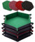 SIQUK 4 Stück Würfelbretter Leder und Samt Würfelteller, 4 Farbe Würfeltablett Hexagon Würfelteller Leder Würfelbretter für RPG DND Dragons Würfel Gaming (Kaffee, Grün, Rot und Schwarz)