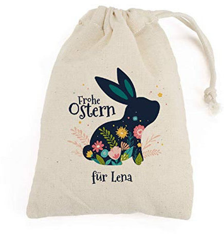 Herz & Heim® Geschenksack zu Ostern 14 cm x 20 cm (B/H) personalisiert mit Wunschnamen (Hase)