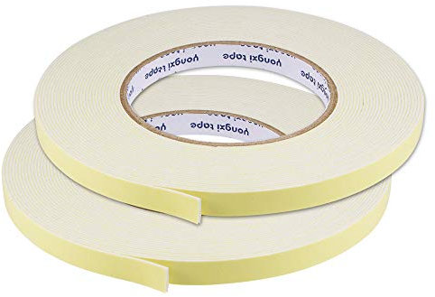 sourcing map Nastro biadesivo in schiuma di tenuta larga 10 mm 1 mm di spessore 10 m di lunghezza, striscia autoadesiva in EVA per isolamento, confezione da 2