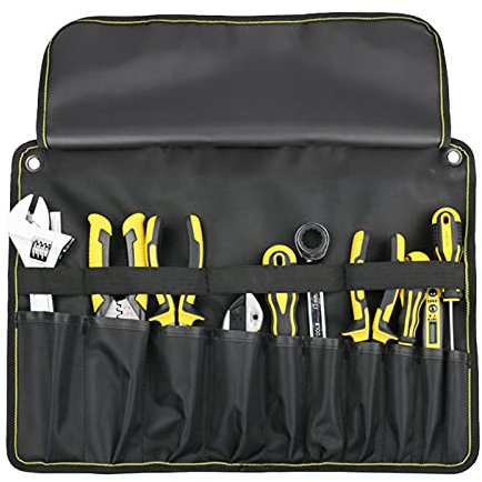AIBAOBAO 10 Sizes Multi-Purpose Pocket Tool Roll Bag, Water-Resistant Heavy-Duty Wrench Screwdriver Organizer with Quick-Release Buckle and Reflective Strips for Woodworking and Carving Hand Tool,gift