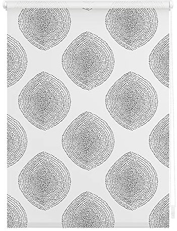 Lichtblick Klemmfix Tageslicht-Rollo mit Motiv, ohne Bohren, Blickdicht, Seitenzugrollo, Made in Germany, Julia Schumacher Stripy Boho Drop - Weiß 60 cm x 150 cm (B x L)