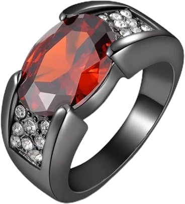 BAJIE Ehering Hip Hop Schwarz Gold Rubin Obsidian Ring Party Hochzeit Saphir Reine Damen Herren Unisex Rock Obsidian Schmuck