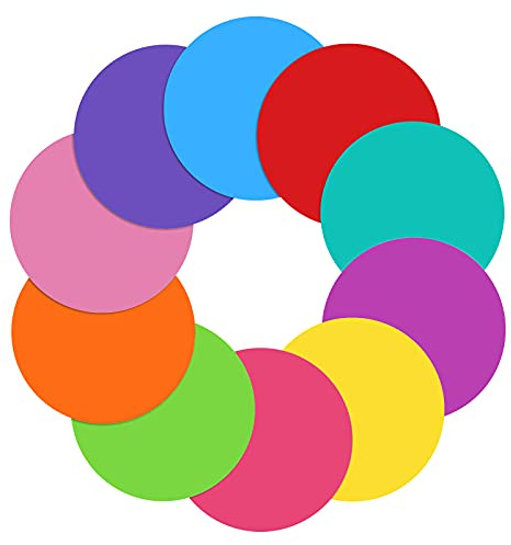 WANDIC Trocken abwischbare Kreise, 10 Stück 10 Farben Runde Abnehmbare Vinyl-Punkte-Abziehbilder, Bunte, nicht magnetische, trocken abwischbare Tischflecken-Marker für den Schulunterricht, 11,8 Zoll
