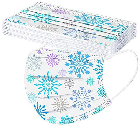 AMDOLE 10/50 Stück Weihnachtsmaske Erwachsene Einweg 3-lagig Mundschutz Bunt Weihnachten Motiv Maske Staubdicht Mund Nasenschutz Atmungsaktiv Multifunktionstuch Bandana Halstuch