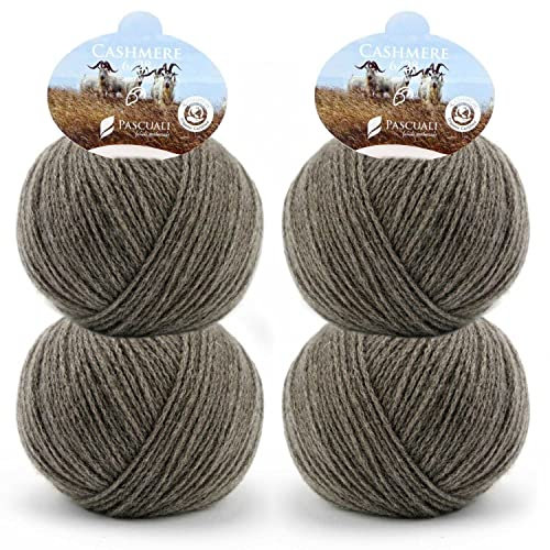 Pascuali Bio Cashmere 6/28. Strickwolle aus 100% Kaschmirwolle Wolle zum Stricken und Häkeln, 4 Knäuel - 100 g - Farbe:Marone 16