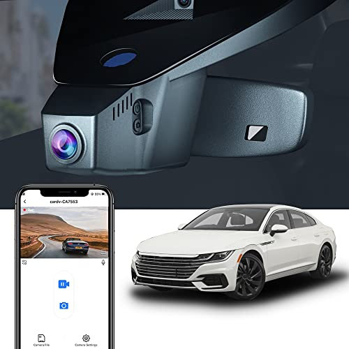 Fitcamx Dashcam 4K Kompatibel mit VW Arteon 2019 2020 2021 2022 2023 2024, Autokamera WiFi UHD 2160P Video, Parkmodus, G-Sensor, Loop-Aufnahm, WDR Dash cam, OEM Volkswagen Zubehör, mit 64-GB-Karte