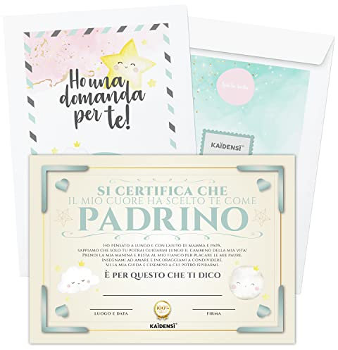 KAÏDENSÏ Idea regalo bautizo padrino - ¿Quieres ser mi padrino - Certificado personalizable original