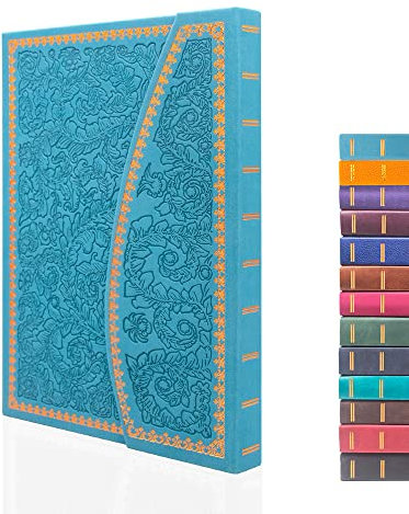 VICTORIA'S JOURNALS Magnet-Tagebuch, geschnitztes Vintage-Notizbuch, Kunstleder, fester Einband, persönliches Tagebuch, linierte Seiten, Lesezeichen, 20,3 x 14,9 cm