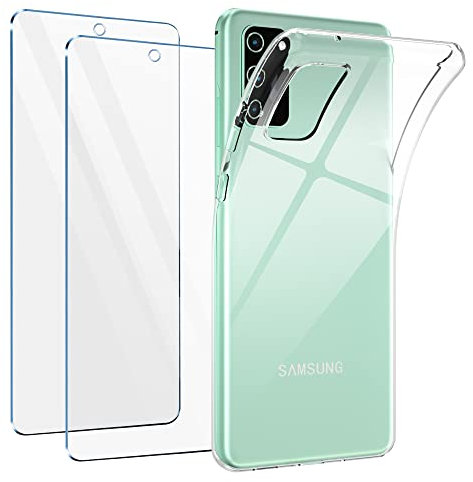 Vauki Hülle für Samsung S20 FE 5G mit Schutzfolie, Durchsichtig Silikon TPU Dünne Schutzhülle Stoßfest Handyhülle mit 2 Stück Schutzglas, Anti-Scratch Weiche Case für Samsung Galaxy S20 FE 5G 6.5