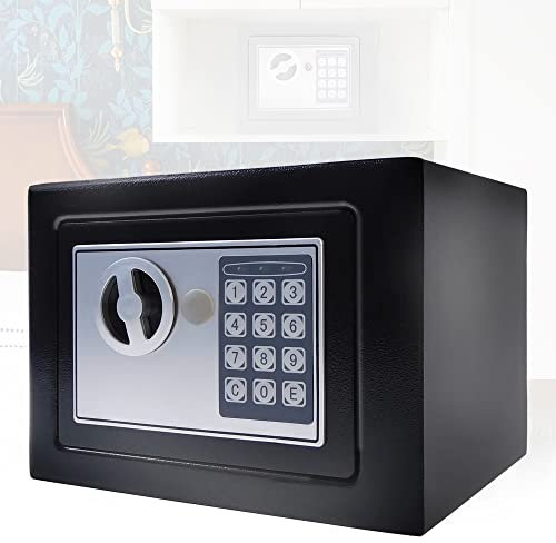 Kleiner Geldtresor, Elektronischer Digitaler Safe mit Notschlüssel, 4.6L Home Office Gästehaus Sicherheitstresor Möbeltresor, Tresor Wasserdicht für Bargeld Schmuck Dokumente, Schwarz