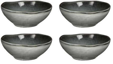 MICA Decorations Tabo Essgeschirr - 8x8x3 cm - Keramik - Grau - Staz von 4
