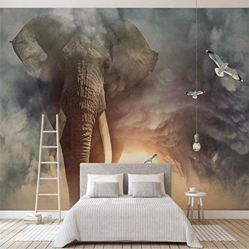 XPINGO Éléphant Papier Peint 3D Décoration Salon Décoration Murale Murale Chambre À Coucher 3D Papier Peint Coller Salon Le Mur Pour Chambre Murale- 250 x 175 cm