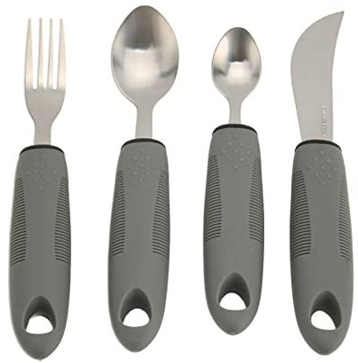 Adaptive Utensilien für Parkinson, ältere Menschen, Arthritis, Rutschfeste, Gewichtete Utensilien für Handzittern, Adaptive Essgeschirr, Messer, Gabel, Löffel aus Edelstahl