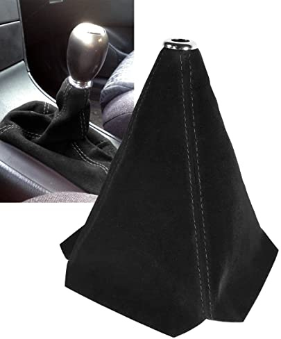 ESEWALAS Universal-Schalthebelabdeckung, Auto-Schaltmanschette, Staubschutz, Handbuch/Auto-Schalthebelmanschette (Wildleder, schwarzes Wildleder/Nähte)